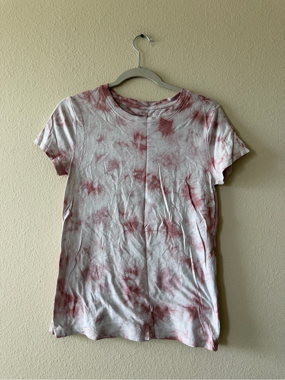 Athleta Short-Sleeve Tie-Dye Tee in Pink and White